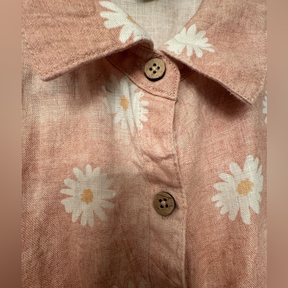 100% Linen| Dusty Rose with daisies| Front tie|CHARLIE B| US S - Picture 5 of 9